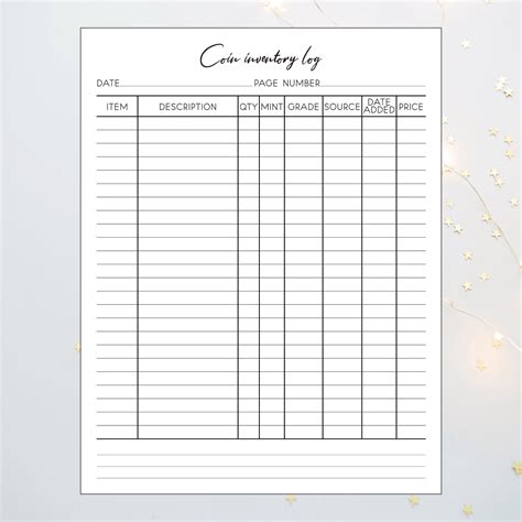 Free Printable Coin Inventory Sheets